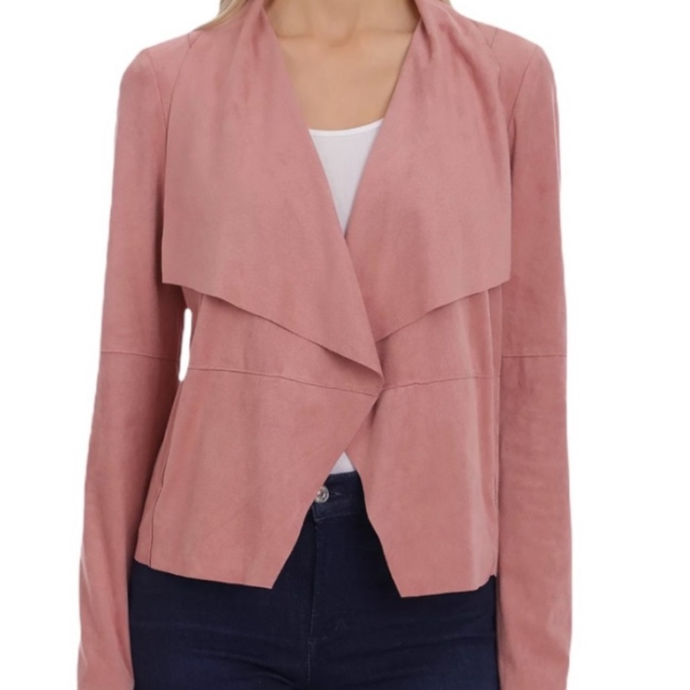 BAGATELLE Dusty Rose Mauve Suede Drape Jacket